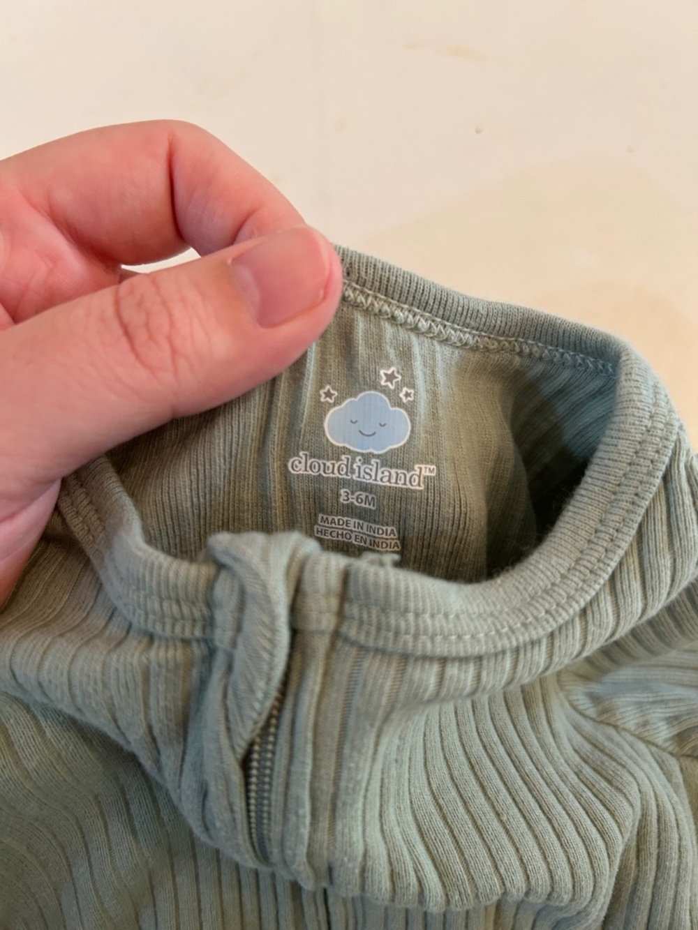 cloud island Ribbed Sage Green Sleeper - Picture 2 of 4